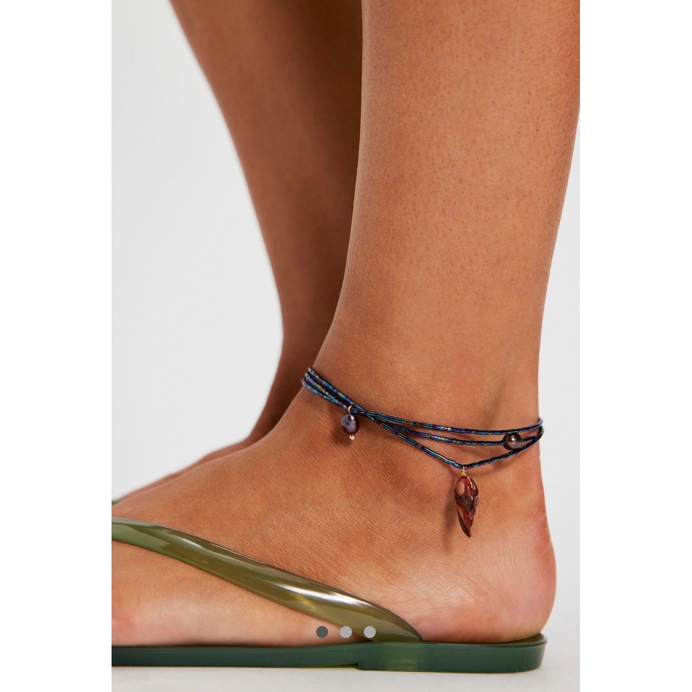 Free People x Ariana Ost Ring The Bell Semiprecious Stone Anklet Blue new nwt